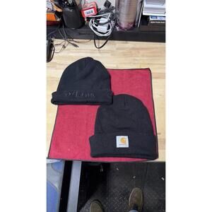 Carhartt Beanie + The Beard Struggle Knit Hat Black Lot of 2‎ Winter